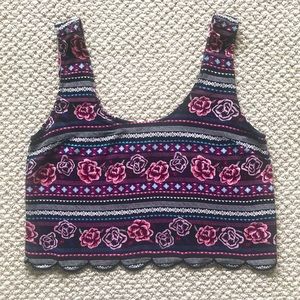LA Hearts Floral Tribal Crop Top